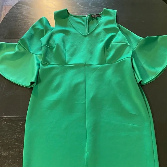 Eloquii Green Cold Shoulder Dress Size 20 - Picture 2 of 8